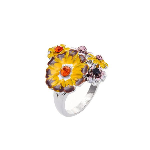 

wedding rings fashion exquisite yellow flower ring female romantic banquet accessories valentine's day charm jewelry gift wholesale, Slivery;golden