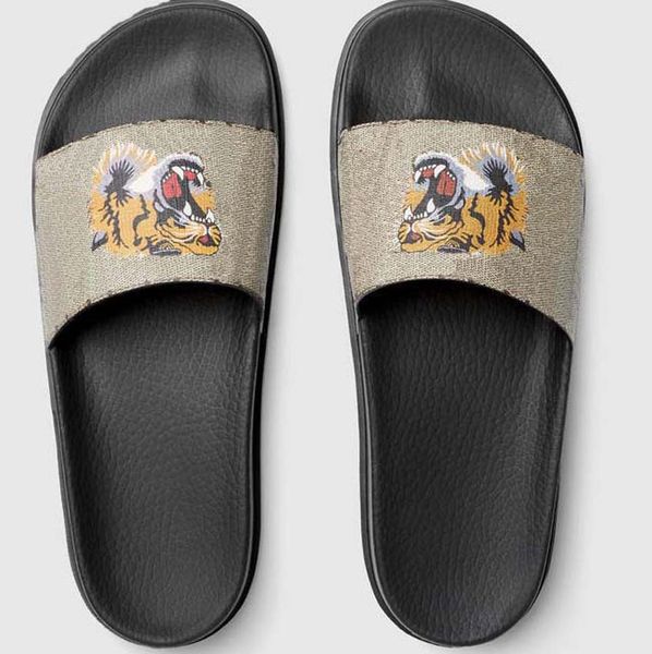 

men's women's slippers sandals shoes slide summer fashion wide flat flip flops with box 13, Black