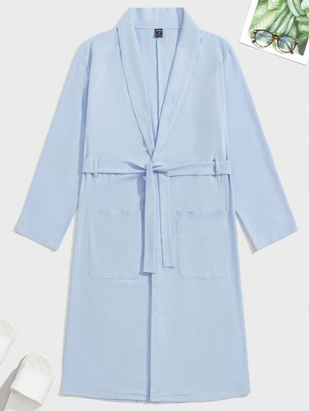 

men shawl collar belted lounge robe e9us#, Black;brown