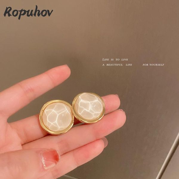 

stud ropuhov 2021 925 silver fashion korean earrings jewelry for woman girl earring bulk wholesale square round shape, Golden;silver