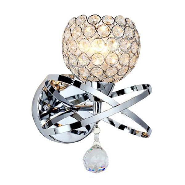 

wall lamp ball round globe crystal light living corridor silver golden stair sconce bedroom bedside
