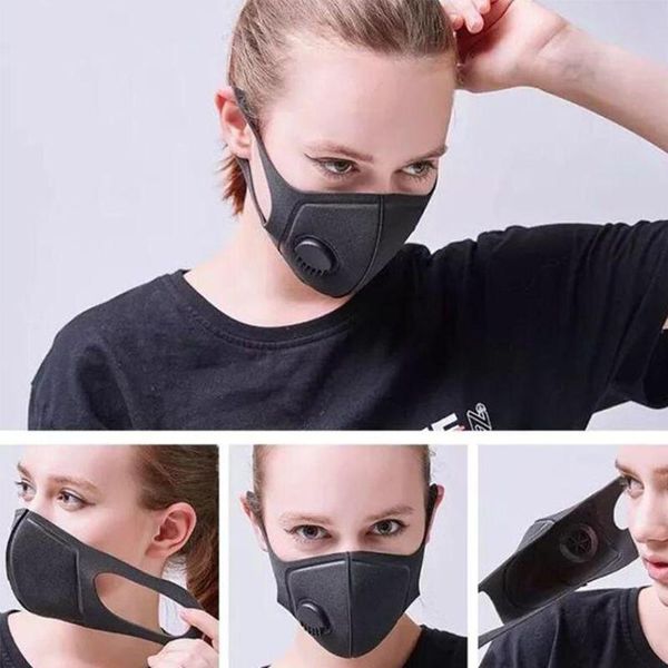 

black mouth mask Sponge mask Dustproof PM2.5 Pollution Half Face Mouth Mask with Breath Wide Straps Washable Reusable Muffle fast dhl