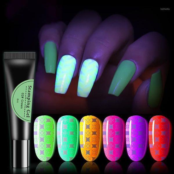 

fluorescent neon luminous gel nail polish for glow in dark 6 colors semi permanant uv art prime varnish polish1