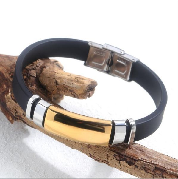 

cuff titanium steel silicone sports male and female students bracelet, White
