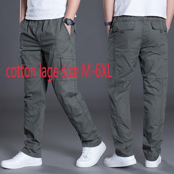 

men's pants arrival autumn men fashion large overalls loose youth thin cargo elastic waist full length plus size m lxl2xl3xl5xl6xl, Black