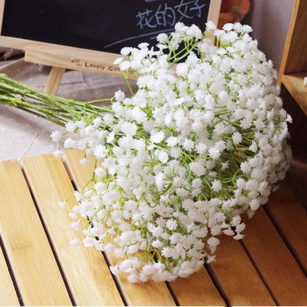 

decorative flowers & wreaths 1 piece white babies breath artificial fake gypsophila diy floral bouquets arrangement wedding home decor