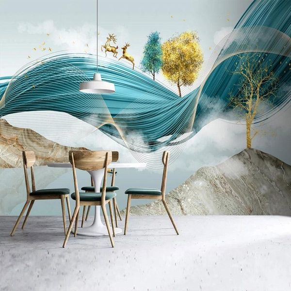 

wallpapers custom any size mural chinese style modern abstract ink landscape elk background wall decor living room bedroom papel de parede