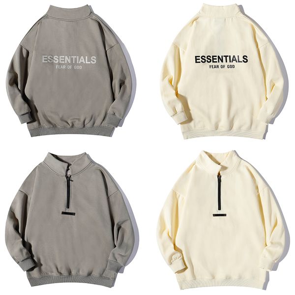 

fog sweatshirts fear women off essentials of hoodie god men essential hoodies stand up collar half zip drop shoulder sweatshirt letter print, Black
