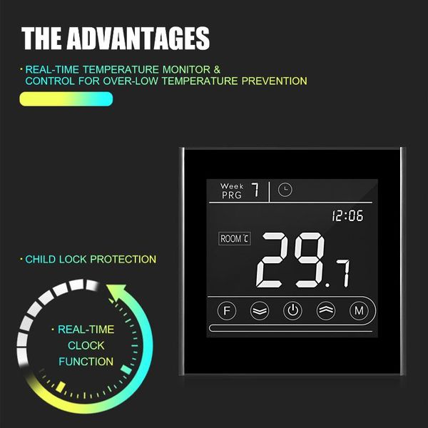 

smart home control wifi thermostat programmable electric heating temperature controller touchscreen backlight remote