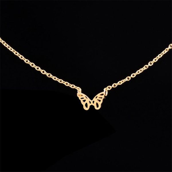 

stainless steel chain choker necklaces lovely butterfly pendant necklace for friendship holiday birthday gifts collier femme, Silver