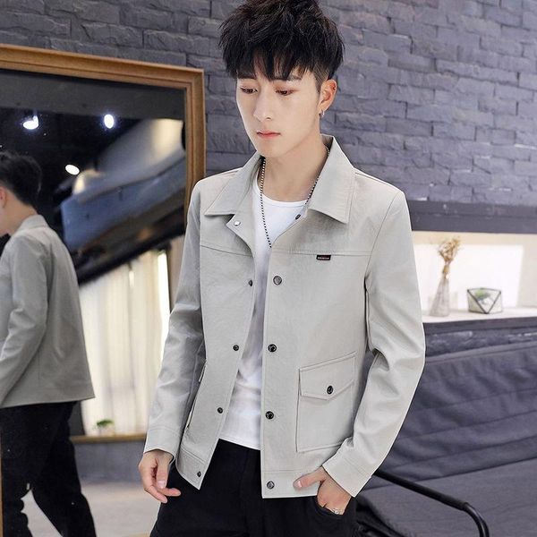

men's jackets jacket short spring and autumn thin casual lapel work fashion, Black;brown