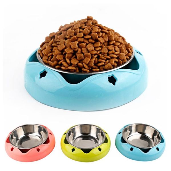 

dog bowls & feeders 2in 1 stainless steel cat/dog kitten cat dish pets feeder bowl pet supply