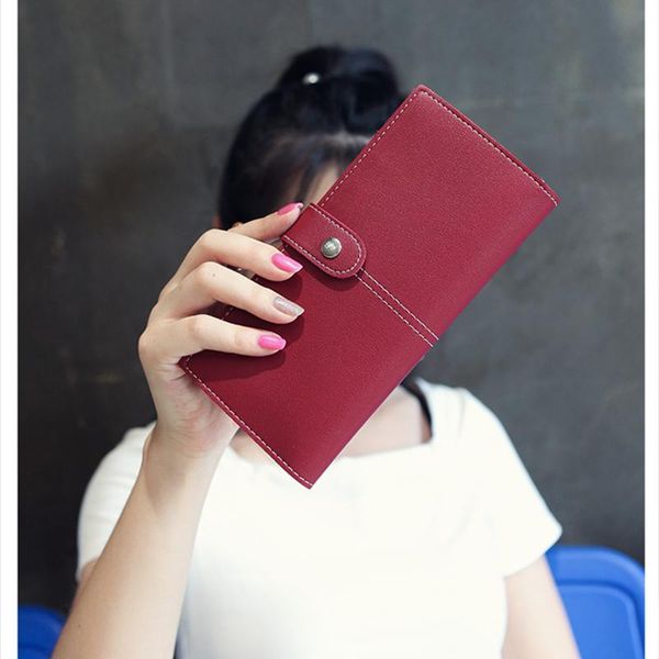 

wallets minimalism pu leather long wallet women purses coin card holder female money bag, Red;black