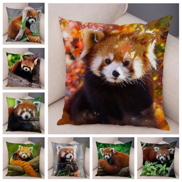 

cushion/decorative pillow red panda printed cushion covers for sofa home car decor lovely wild animal pillowcase 45*45 super soft short plus