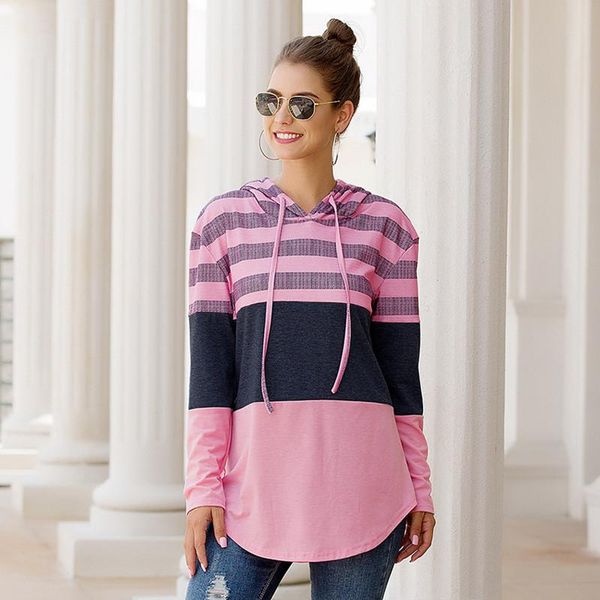 

women's hoodies & sweatshirts women sweatshirt and hoody ladies hooded striped casual pullovers girls long sleeve spring autumn winter, Black