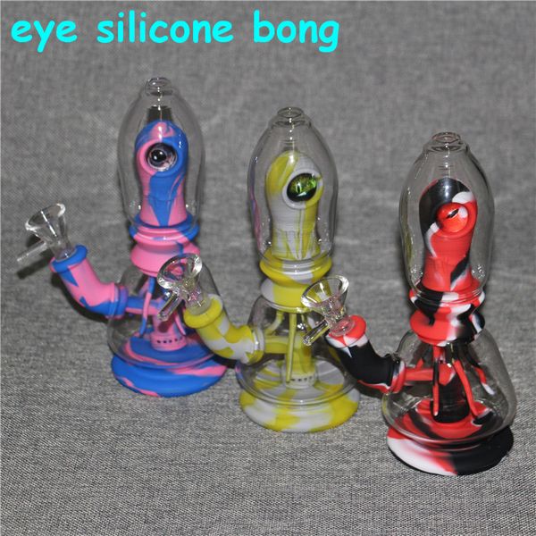 narghilè 7,8 pollici Eye Glass Bong d'acqua Tubi di fumo Heady Dab Rigs Bicchiere unico Bong Olio con ciotola da 14 mm Narghilè