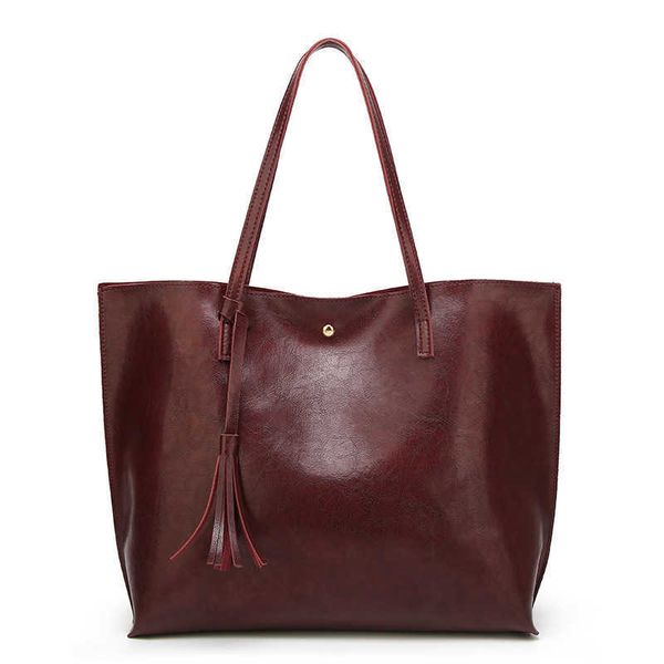 

autumn and winter 2021 fashion tote oil large capacity one shoulder hand women's bag