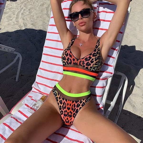 

beachwear leopard and neon bikini setby air