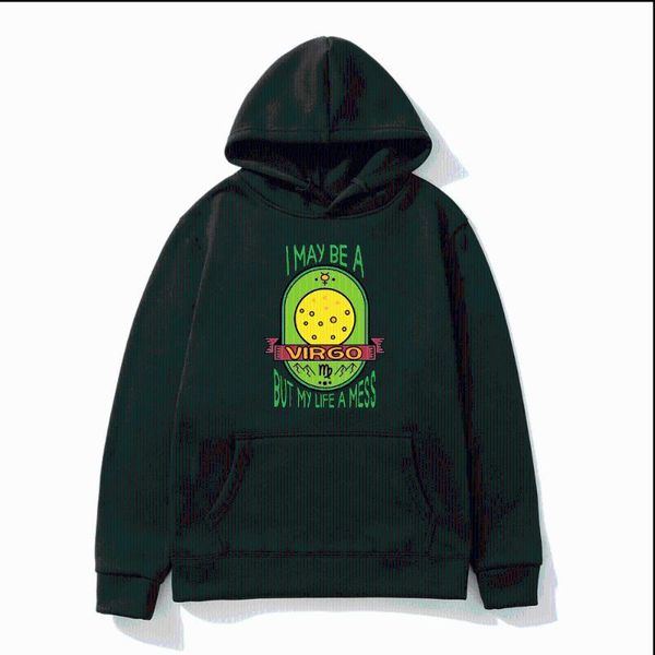 

men's hoodies & sweatshirts i may be a virgo but my lifr mess starsign ironic sweatshirt men cartoon pattern print fall oversized casua, Black