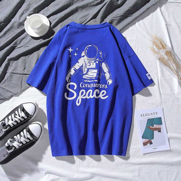 

varsanol men's t shirts cotton space astronaut graphic printed harajuku tee short sleeve streetwear men clothing oversized 210601, White;black