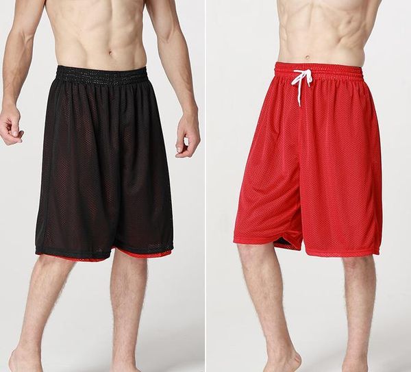 

men's shorts summer active joggers beach streetball elastic shorts double mesh reversible breathable knee length shor, White;black