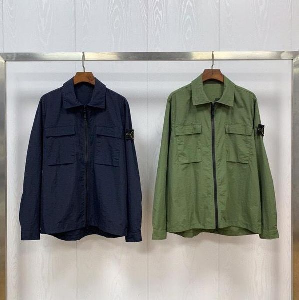 

21ss island spring stone jacket collection compass badge patched men women cargo hiphop casual turn-down collar and coats 03201, Black;brown