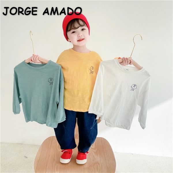 

spring korean style girls t- shirt long sleeves blouses children clothing e3016 210610, Blue