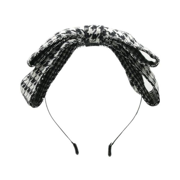 

hair accessories winter style child women's vintage houndstooth headbands knot female hand made cashmere accessories., Slivery;white