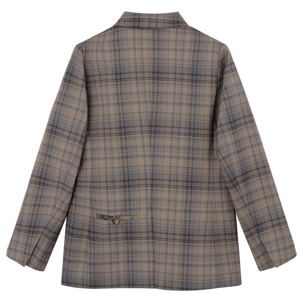 

big size women khaki plaid vintage blazer lapel long sleeve loose fit jacket fashion tide spring autumn 2021 1dd0399 women's suits & bl, White;black