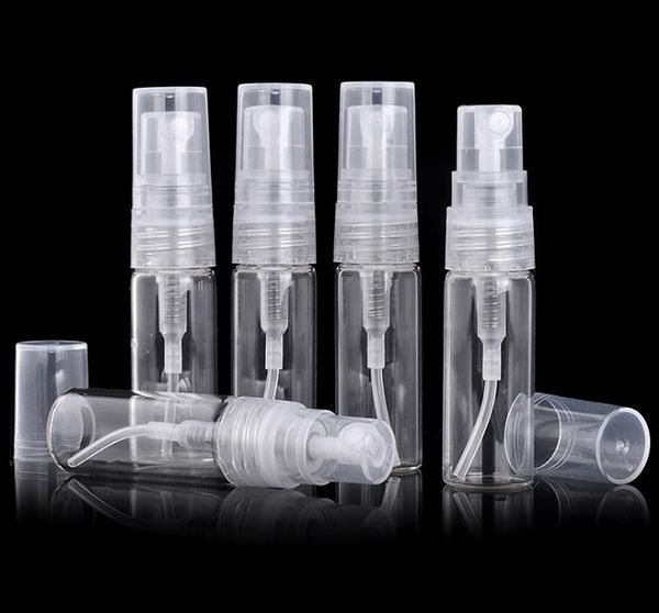 2021 2ML Mini Clear Glass Pump Flacone spray 2CC Profumo ricaricabile Bottiglia vuota Atomizzatore Fiala campione