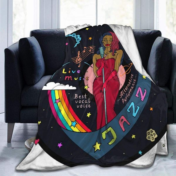 

Ultra-Soft Micro Fleece Blanket,Jazz Singer Woman with Microphone, Musician, Vocalist, Artist, Musical Event with Singing