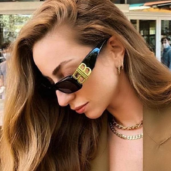 

sunglasses 2021 designer fashion small square frame retro ladies personality male b letter glasses uv400, White;black