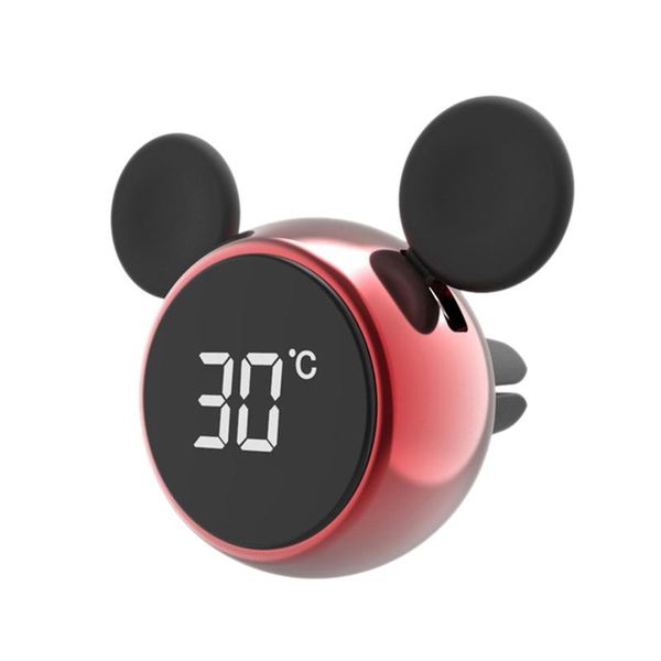 

car air freshener portable digital lcd clock/temperature display electronic clock thermometer accessories red