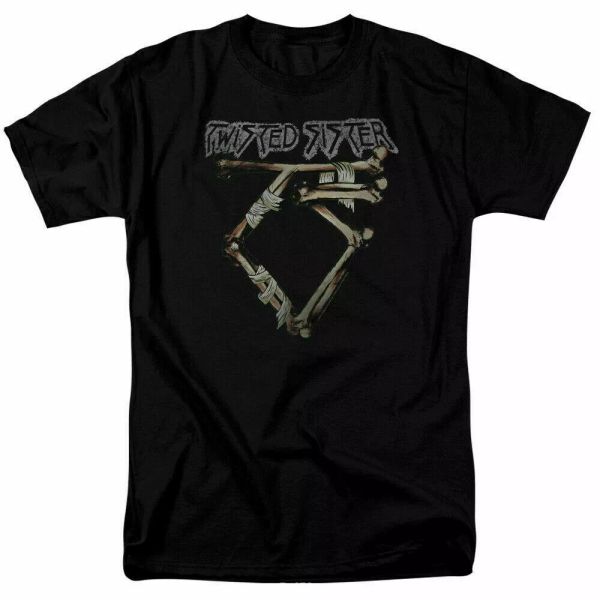 

twisted sister bone logo t shirt licensed heavy metal band rock n roll black, White;black