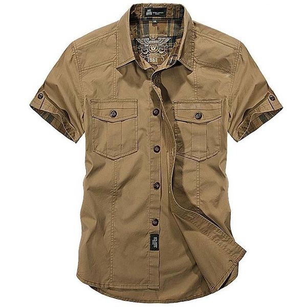 

shirt fashion cotton casual summer mens shirts short sleeve turn-down collar military style male clothing plus size 4xl, White;black