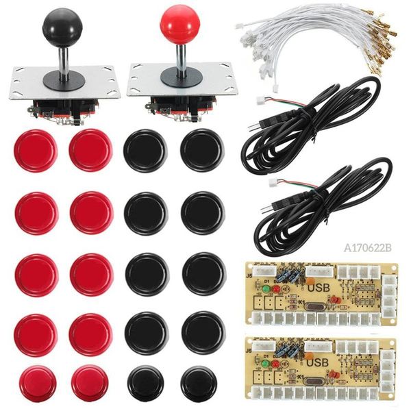 

game controllers & joysticks 1 set for 2 player zero delay joystick arcade diy led usb encoder+2 joystick+20 illuminated push buttons+28 cab