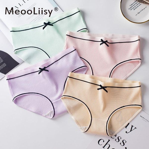 

women's panties meooliisy cotton lingerie underwear women solid bow breathable mid-rise boxers comfort female briefs, Black;pink