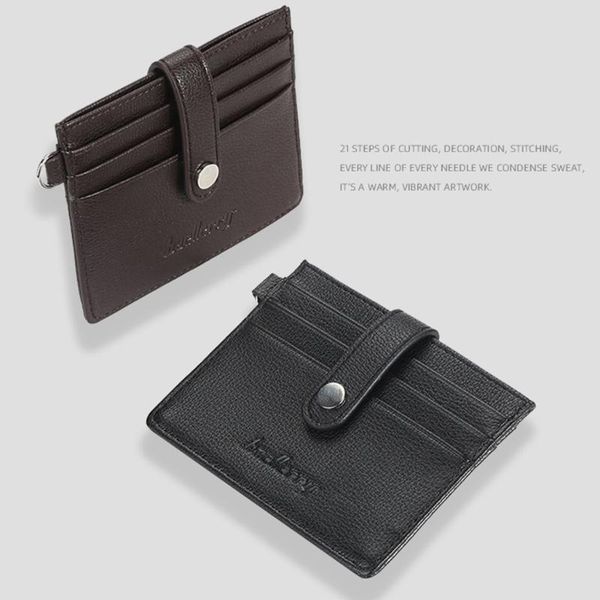 

card holders 066f fashion men slim pu leather wallet coin purse holder business change pocket case, Brown;gray