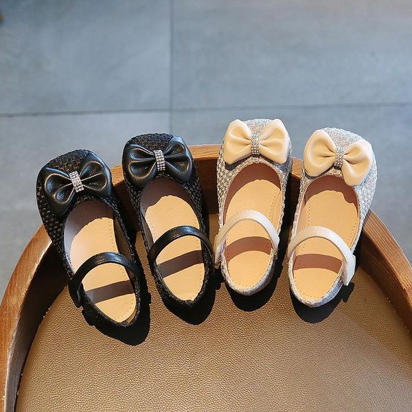 

all-match 2-6 years old kids flat shoes sweet girls plain bow t21n01ls-03, Black;grey