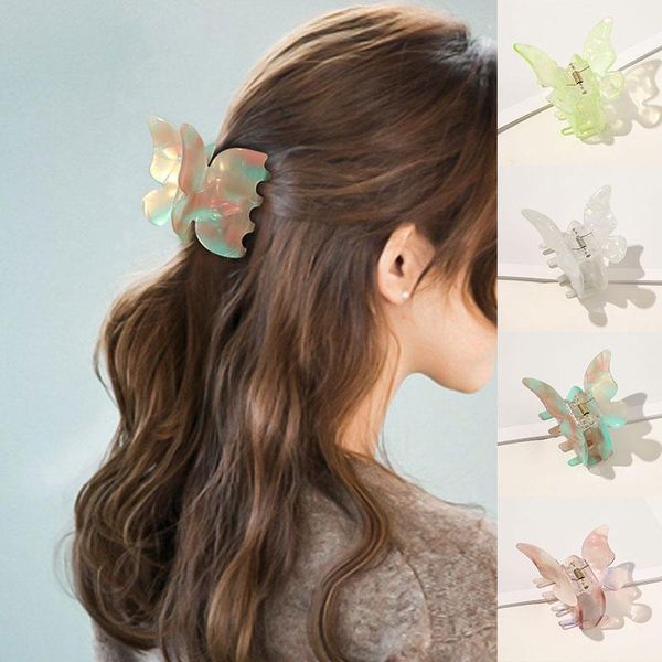 

korea cute stereoscopic resin butterfly colorful transparent head clip hairpin hair accessories for women1