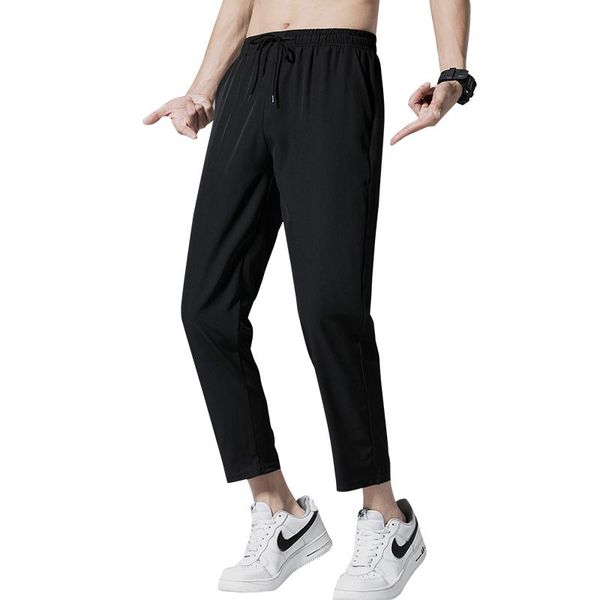 

men's pants 2021 casual summer thin running student boys' korean fashion sports nine division loose trousers, Black