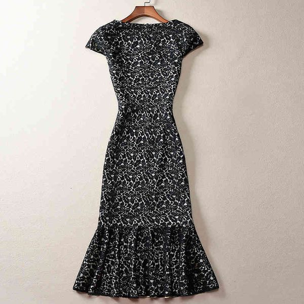 

dresses lace mermaid spring summer party cocktail women o-neck allover crochet lace short sleeve midi black midi 3xl, Black;gray