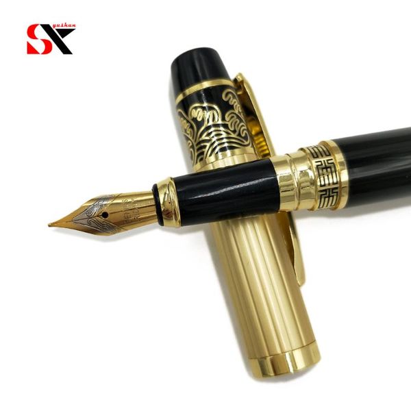 

fountain pens pen ink meduim nib golden and black color business office supplies