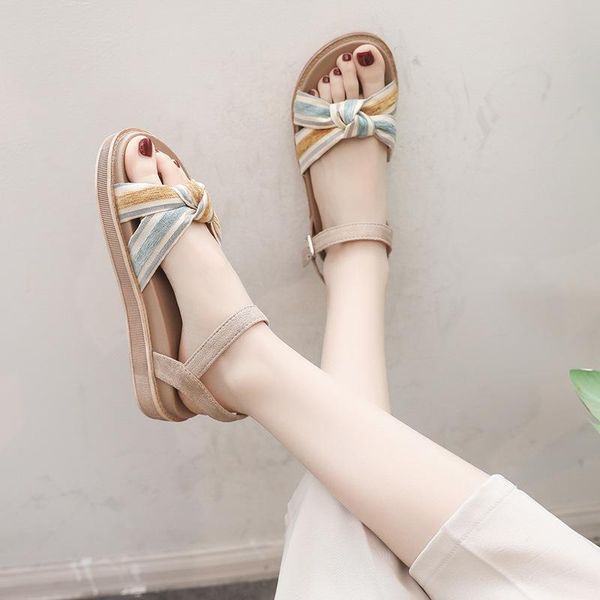 

sandals web celebrity roman female fairy style super summer 2021 fashion go with school flats, Black