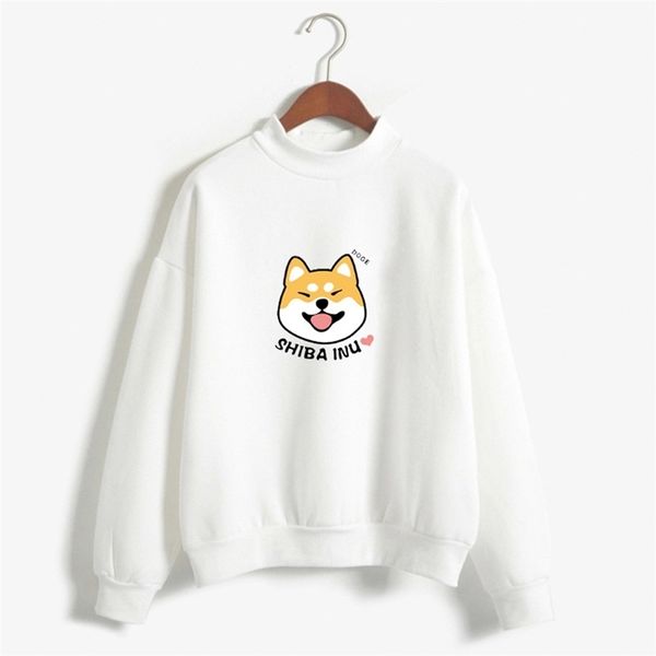 

women harajuku hoodies fleece autumn kawaii cute japanese anime shiba innu pullover kpop sweatshirt moletom sudadera mujer 210522, Black