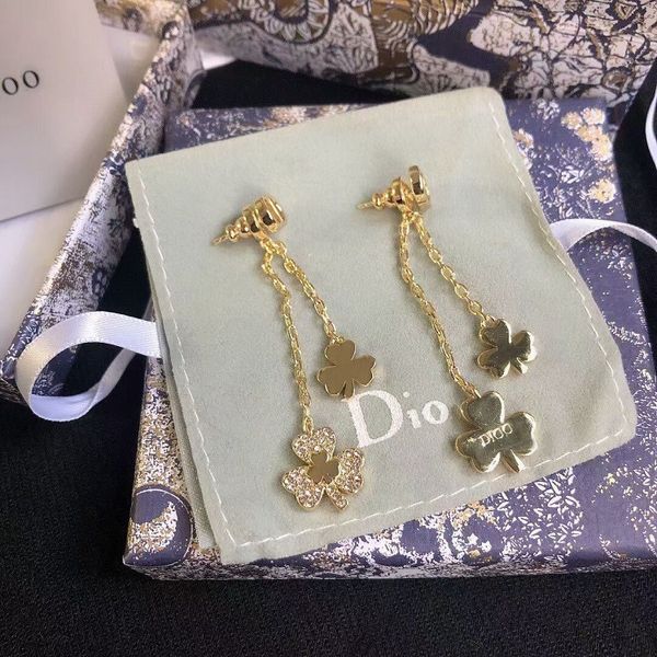 

designer jewelry 2021 new diamond inlaid clover tassel earrings n8s3 v851, Black