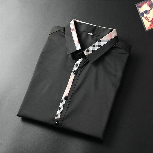 

2021 spring men's shirts solid color professional long sleeves business trend simple fashion coat men size -3xl#hsc/34, White;black
