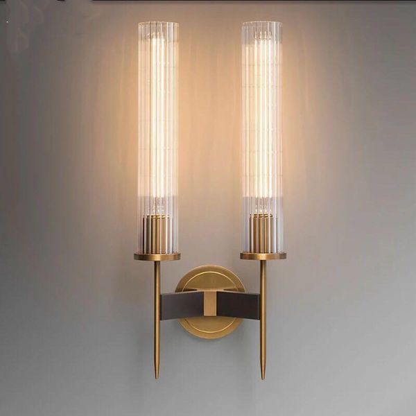 

wall lamps modern brass sconce light wrought copper lamp vintage ribbed glass lobby bedroom el corridor restaurant bar cafe