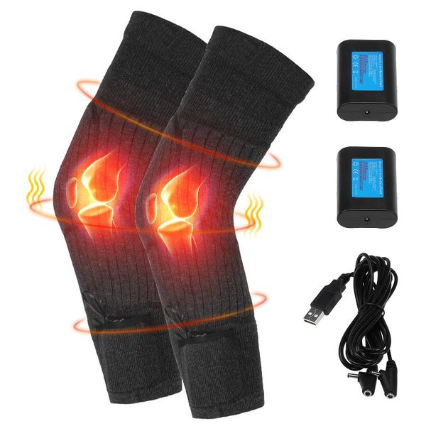 

heated knee brace support portable rechargeable heating pad for pain relief 3 adjustable heat setting 2021 elbow & pads, Black;gray