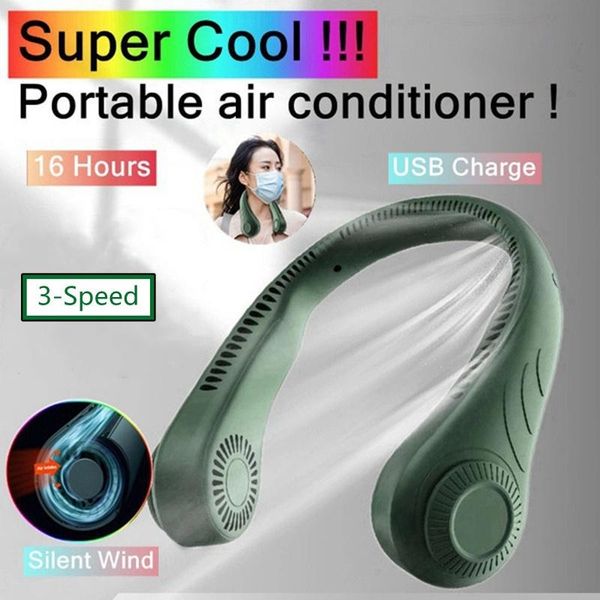 

electric fans 2021 neck fan rechargeable 4000mah silent usb portable bladeless for home outdoor neck-hanging ventilador